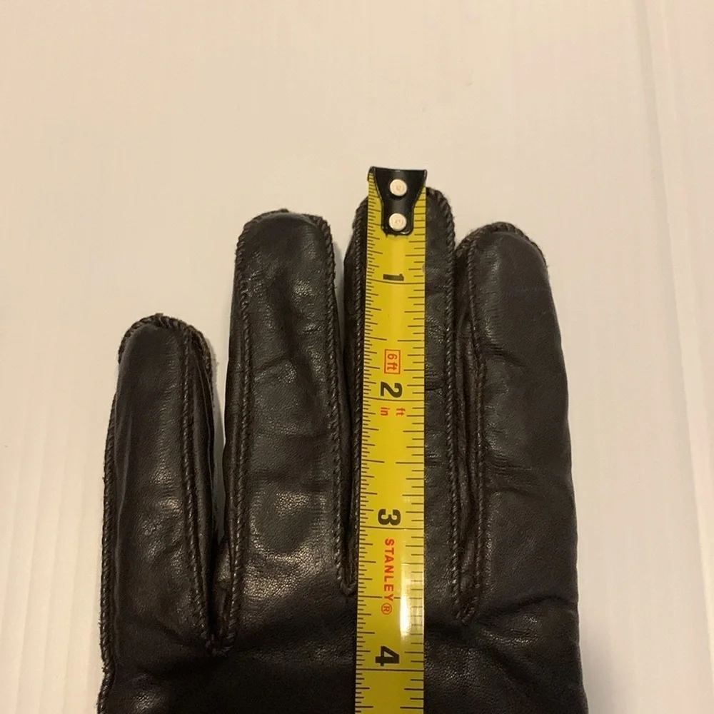 DARK Brown Leather Gloves with Lining Size M